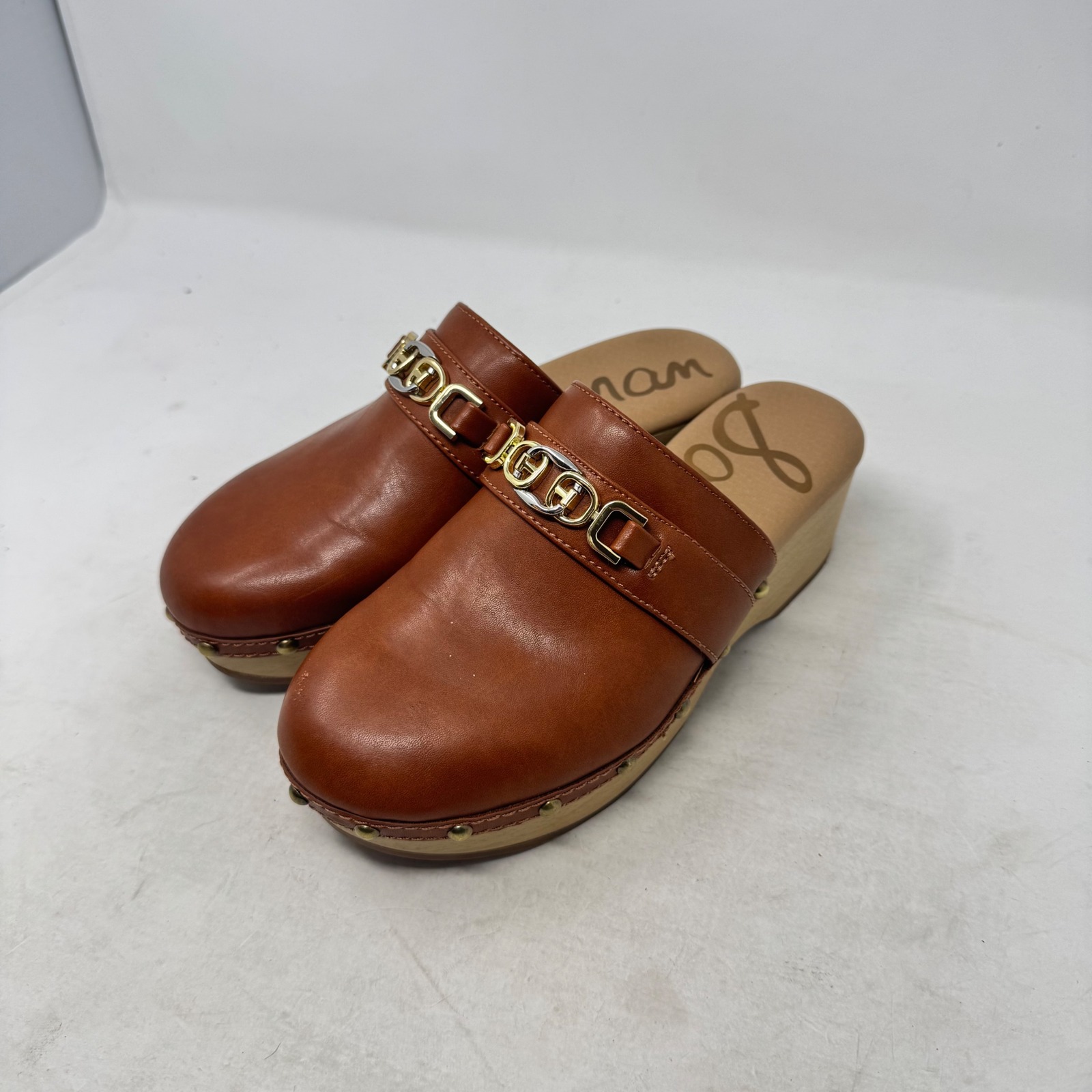 Sam Edelman Clogs Brown Size 6 Horsebit Studded Platform Mules Retro Boho Chic